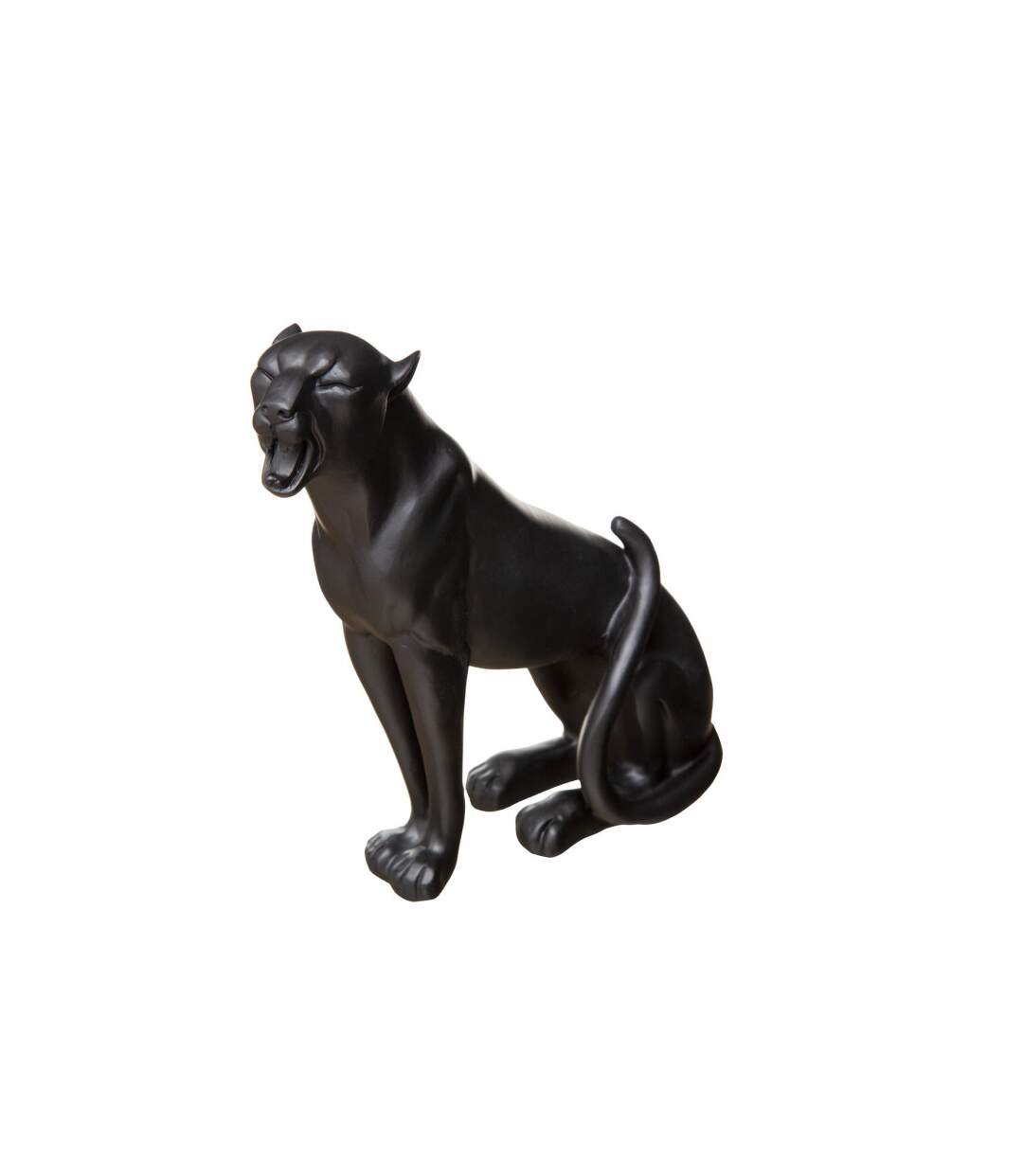 Statuette Déco Léopard qui Rugit 19cm Noir-1