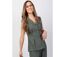 Top femme col tailleur EVELYNE uni kaki Coton Du Monde-2