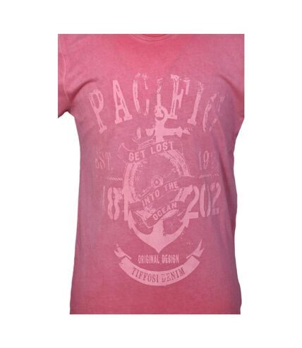 Tee shirt manches courtes homme motif devant couleur rose