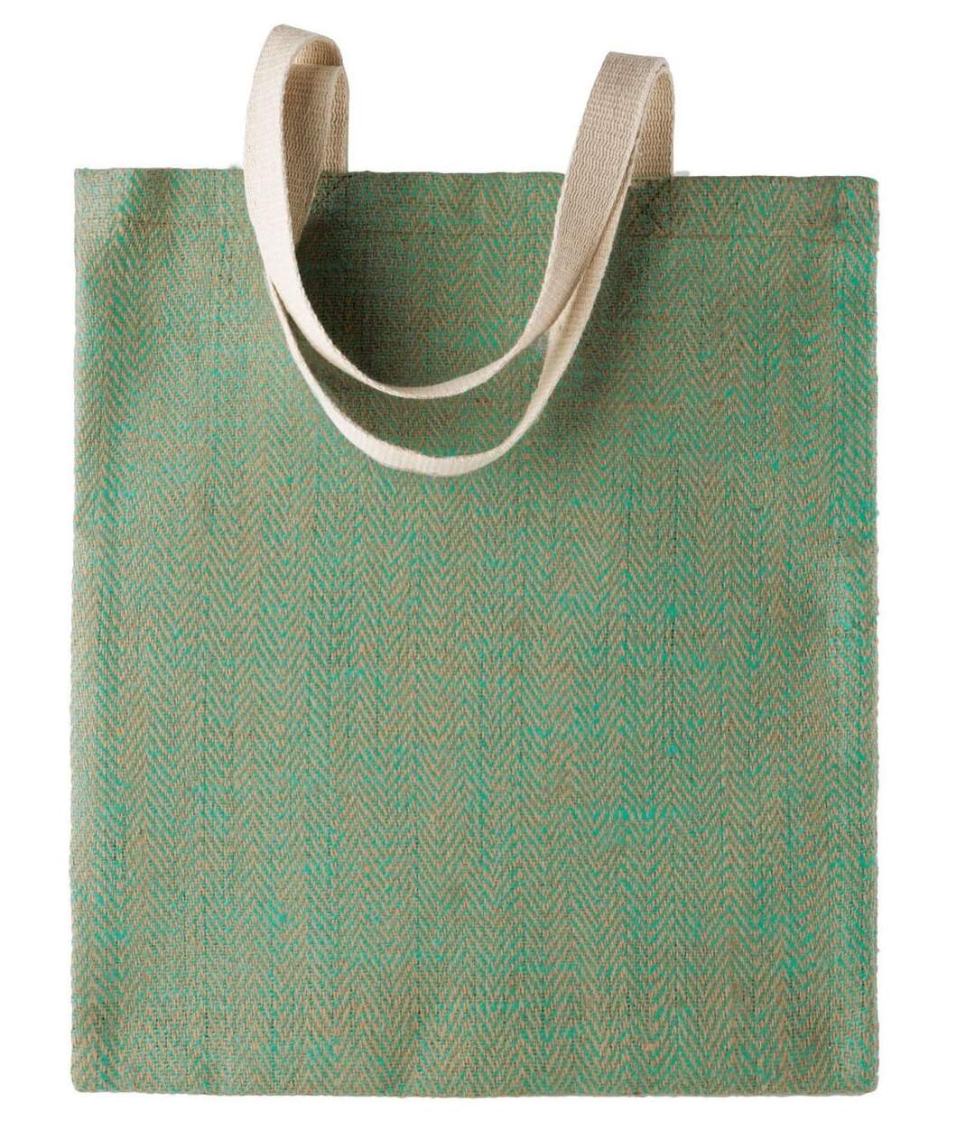 sac en toile de jute teint - KI0226 - vert d'eau et naturel