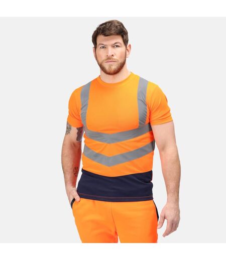 Regatta Mens Pro High-Vis Short-Sleeved T-Shirt (Orange/Navy) - UTRG6338