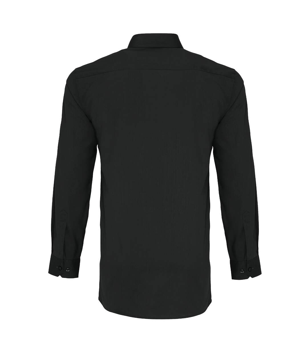 Mens long sleeve fitted poplin work shirt black Premier-2