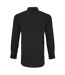 Premier Mens Long Sleeve Fitted Poplin Work Shirt (Black)