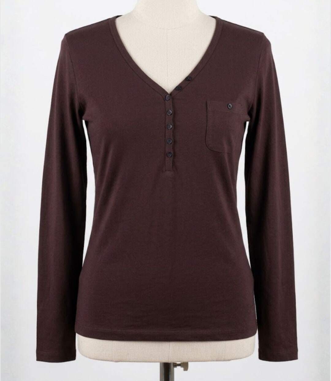 MAYFLOWER NATALI2 — T-shirt manches longues marron choco : douceur et confort en pur coton-3