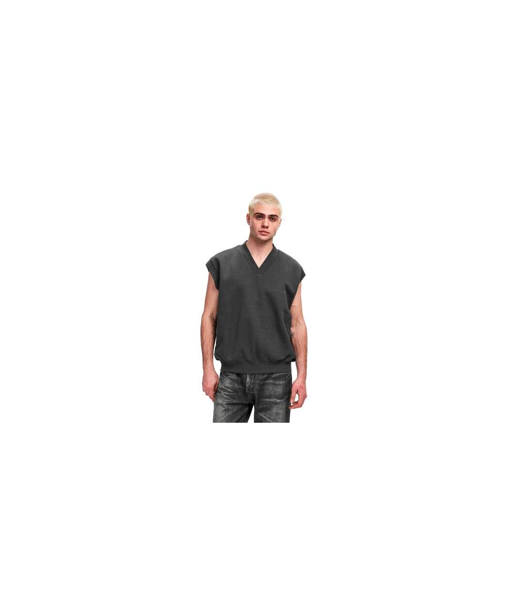 Mens Knitted Sweater Vest Off Black Fear Of God Essentials-1