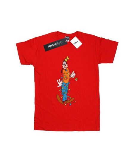 Disney Femme/Les femmes Goofy Christmas Lights Coton Boyfriend T-Shirt (Rouge) - UTBI37727