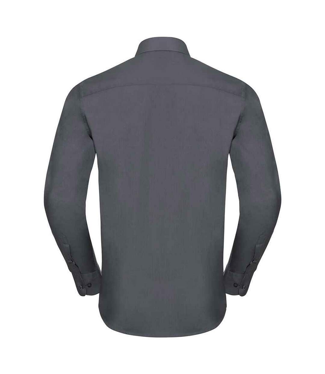 Mens poplin tailored long-sleeved shirt convoy gray Russell Collection