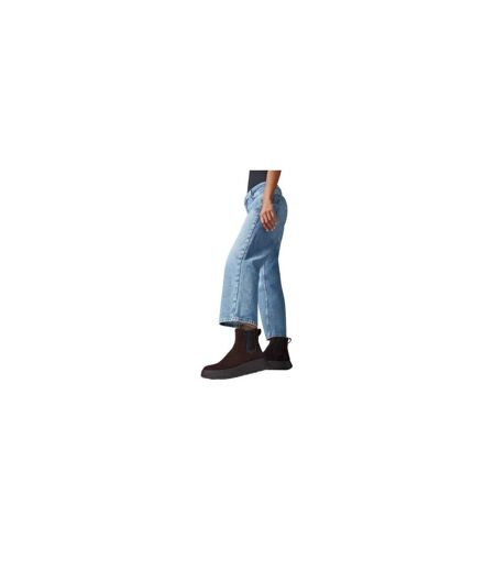 Womens/ladies F-mode Suede Flatform Chelsea Boots Brown Fit Flop