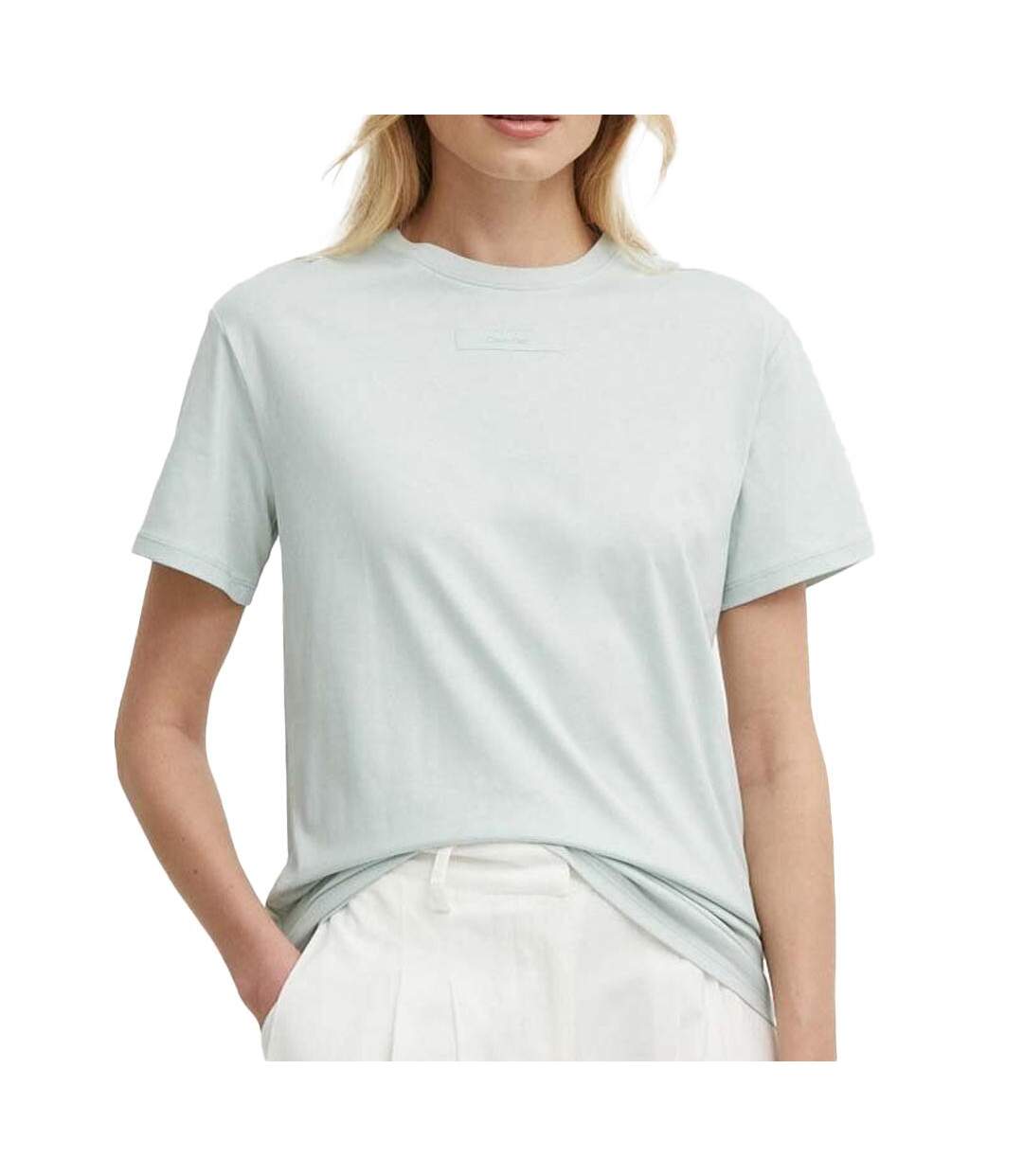 T-shirt Vert Femme Calvin Klein Micro Logo - XS-1