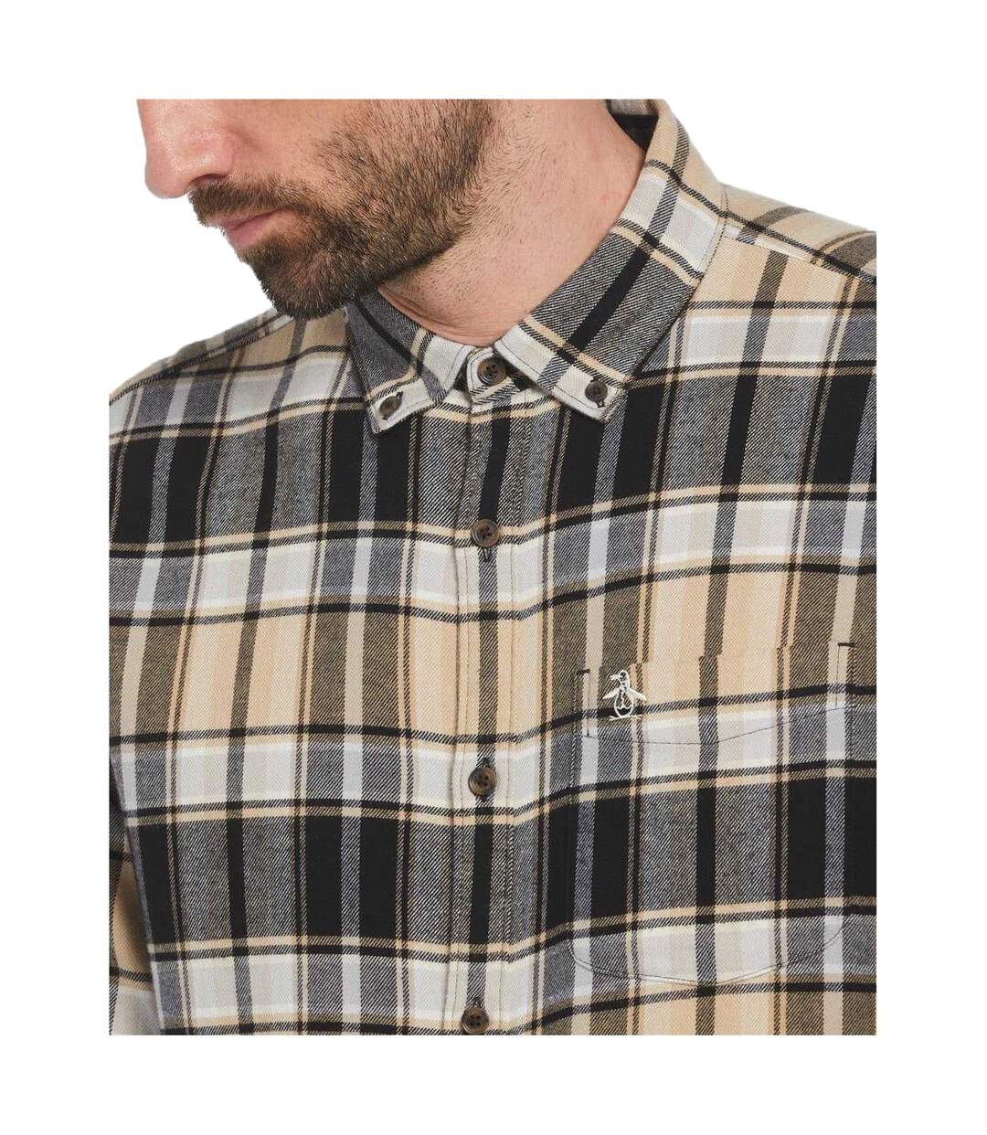 Chemise Motif/style Motif Écossais Homme Vrai Noir Beige Original Penguin-3
