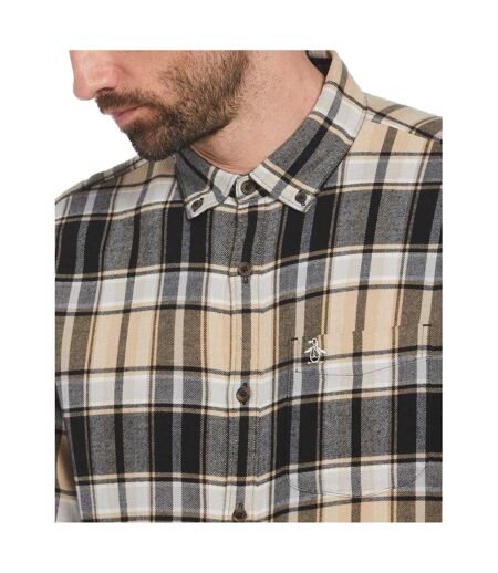 Chemise Motif/style Motif Écossais Homme Vrai Noir Beige Original Penguin