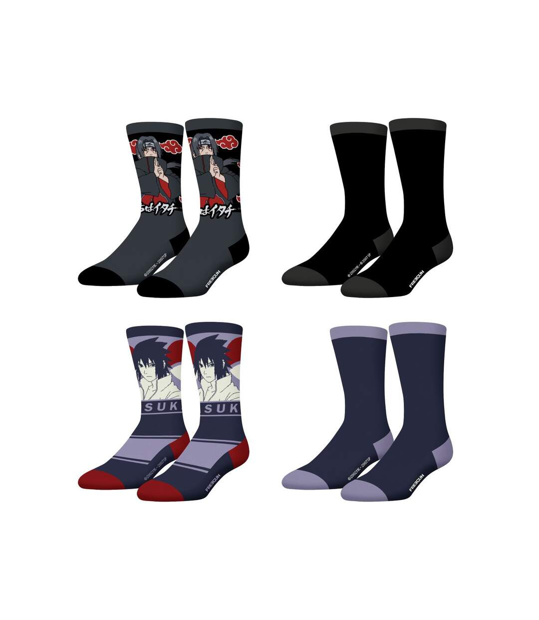 Lot de 4 paires de chaussettes Homme Naruto Shippuden Freegun-1