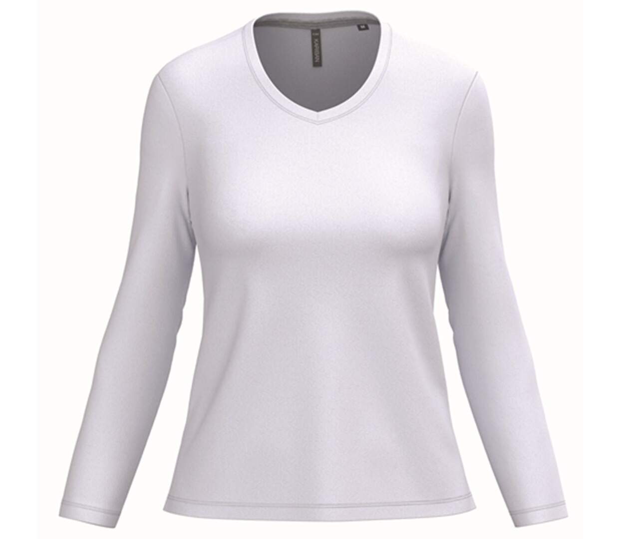 T-shirt manches longues col V - Femme - K382 - blanc-2