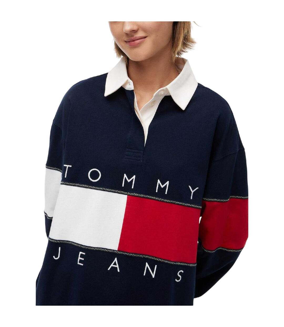 Haut De Rugby Manches Longues Femme Bleu Marine Foncé Tommy Jeans-4
