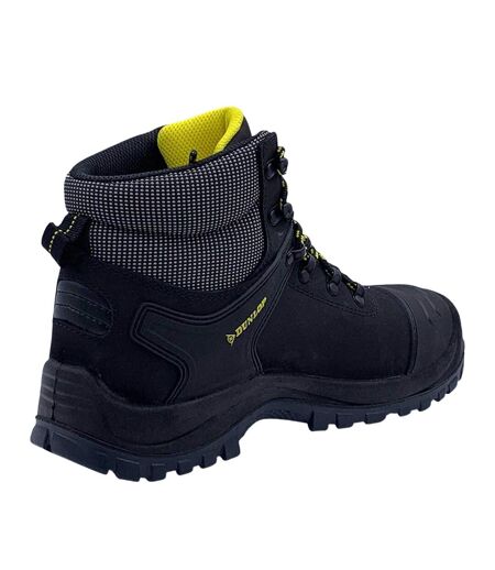 Mens Nova Logo Leather Steel Toe Cap Safety Boots Black Dunlop