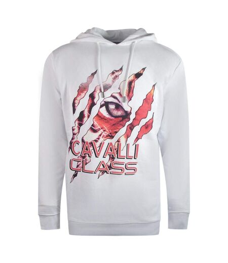 Sweat À Capuche Motif/style Tigre À L'affût Homme Blanc Cavalli Class