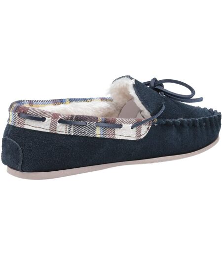 Cotswold Womens/Ladies Kilkenny Classic Fur Lined Moccasin Slippers (Navy) - UTFS3811