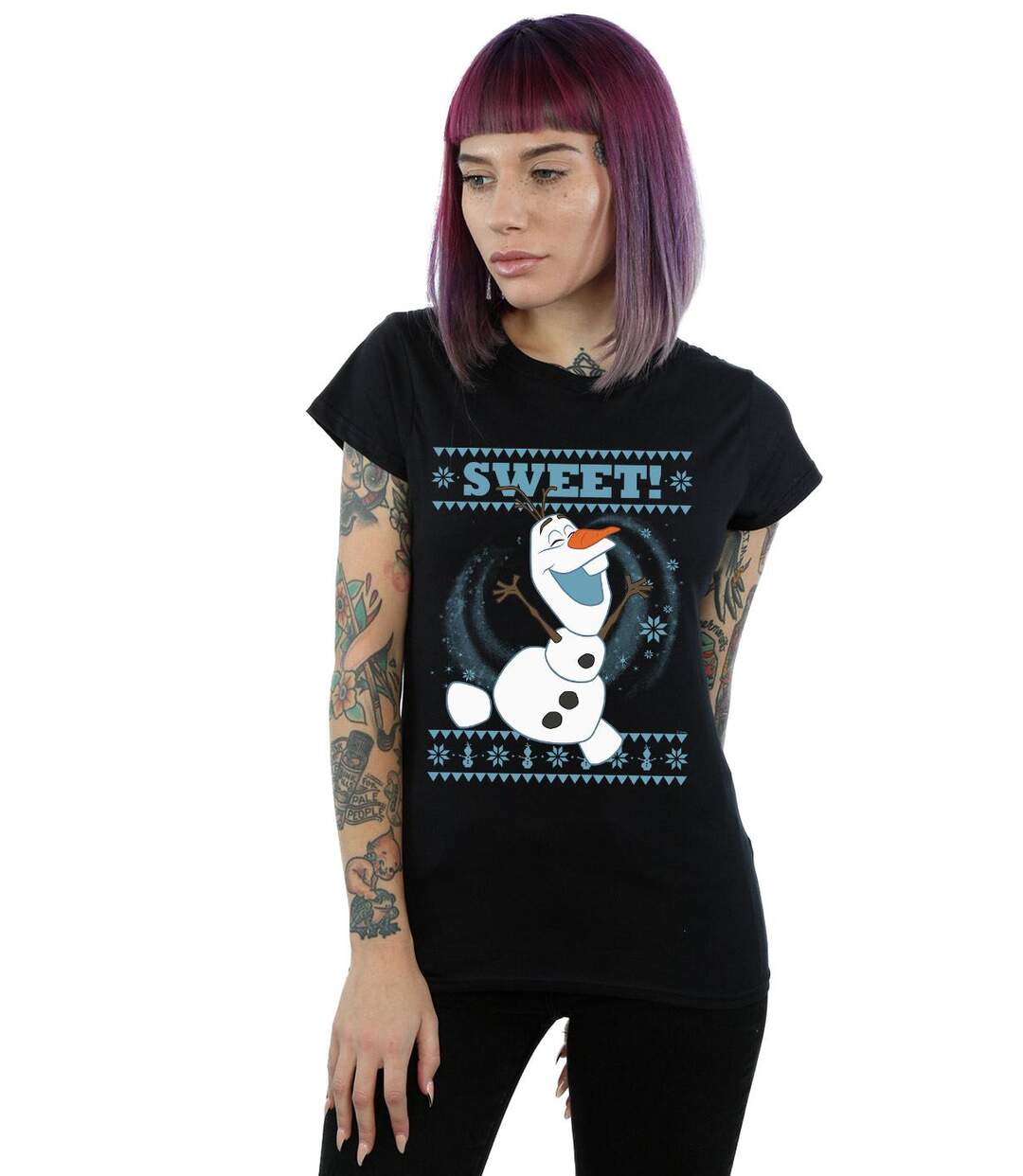 Disney Femme/Les femmes Frozen Olaf Sweet Christmas - T-shirt en coton (Noir) - UTBI22074-2