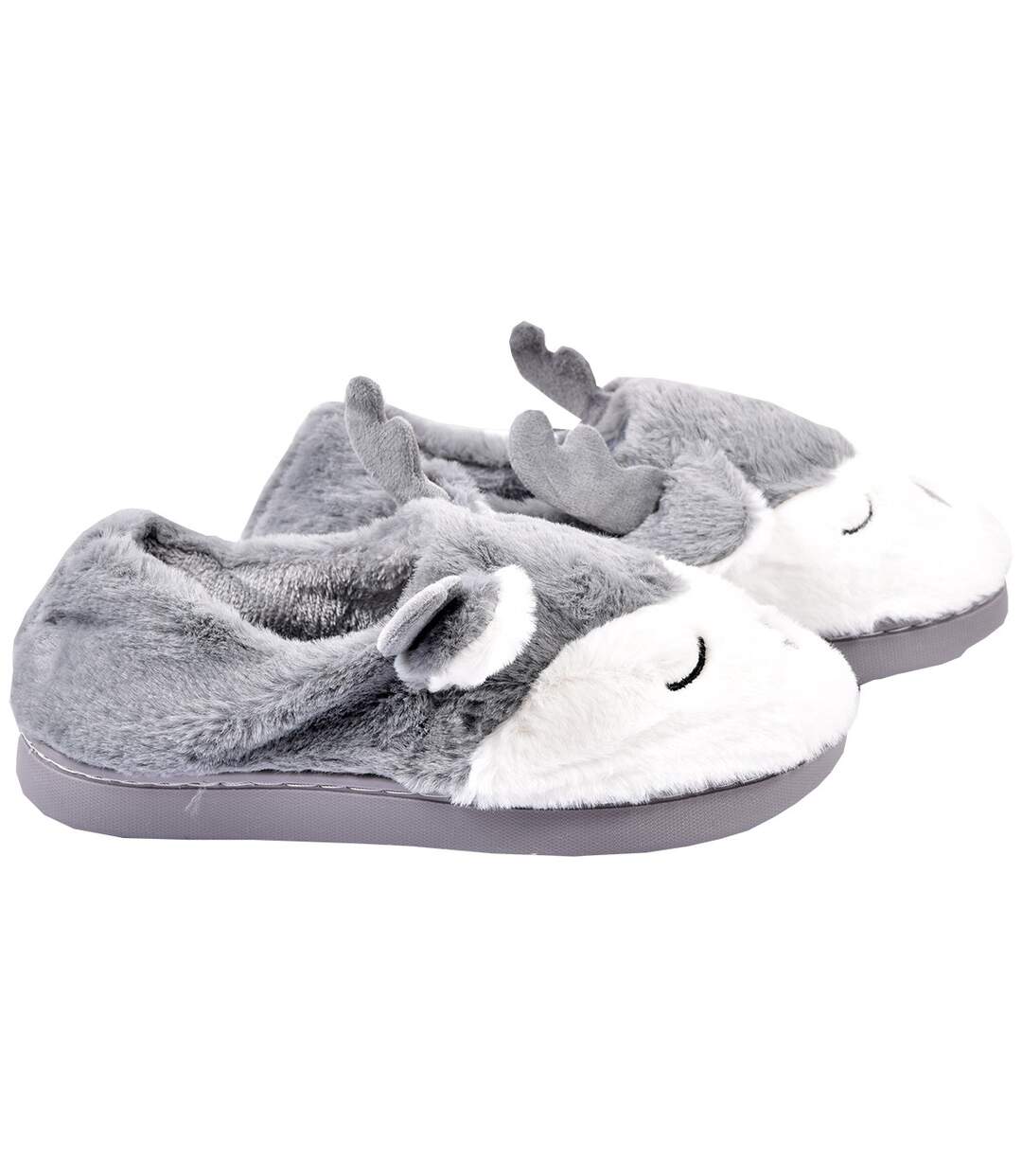 PANTOUFLE Femme Chausson Fantaisie MD8699 GRIS