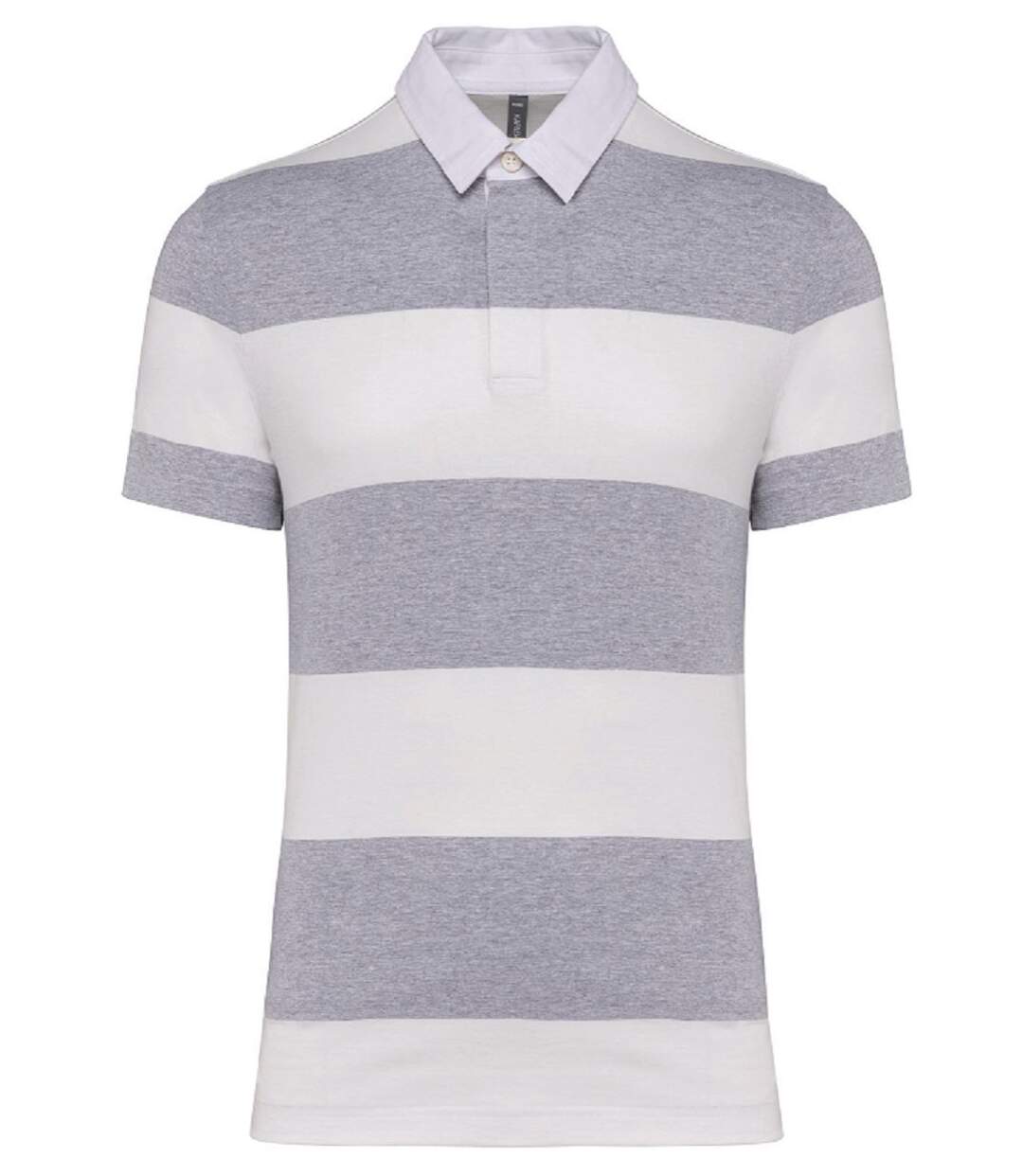 Polo rugby rayé manches courtes - Homme - K286 - gris oxford et blanc