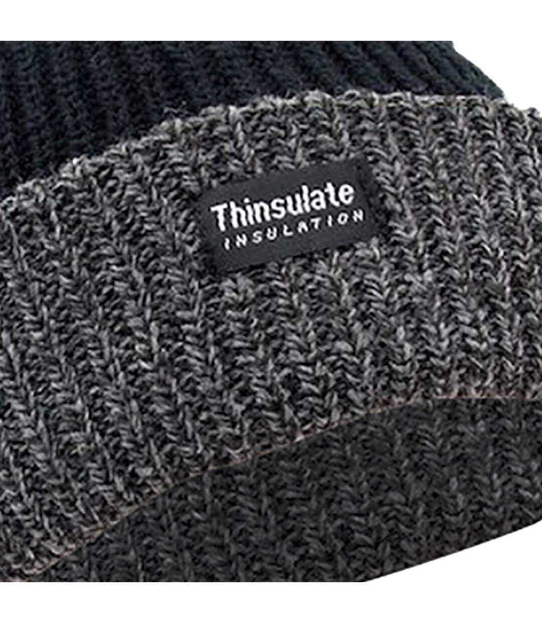 FLOSO Unisex Mens/Womens Thinsulate Heavy Knit Winter/Ski Thermal Hat (3M 40g) (Black/Grey) - UTHA358-2