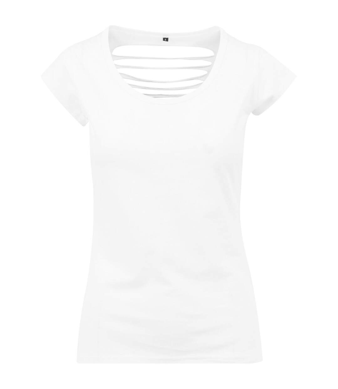 T-shirt femme élégamment découpé au dos - BY035 - blanc