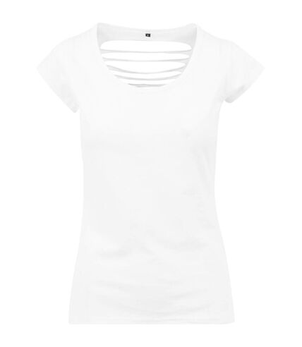 T-shirt femme élégamment découpé au dos - BY035 - blanc