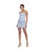 Womens/ladies Floral Bandeau Mini Dress Blue Deluxe-4