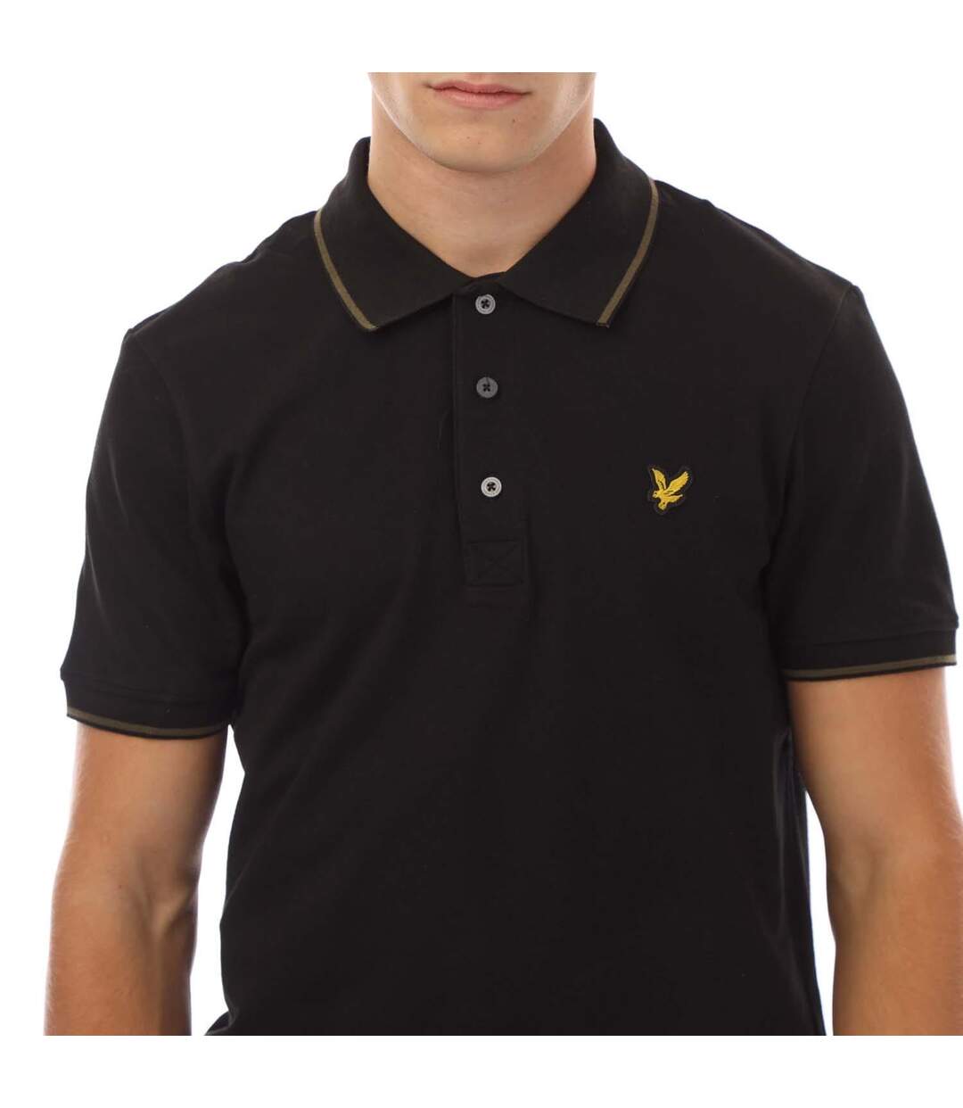 Polo Motif Rayure Contrastée Sur Bord Homme Noir Lyle & Scott-4