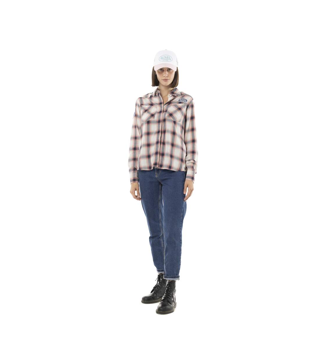Chemise femme à carreaux tissés avec patch et broderies Stud Vondutch-5