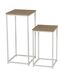 Set de 2 sellettes en Panneaux de particules et Métal - Blanc et Beige-1