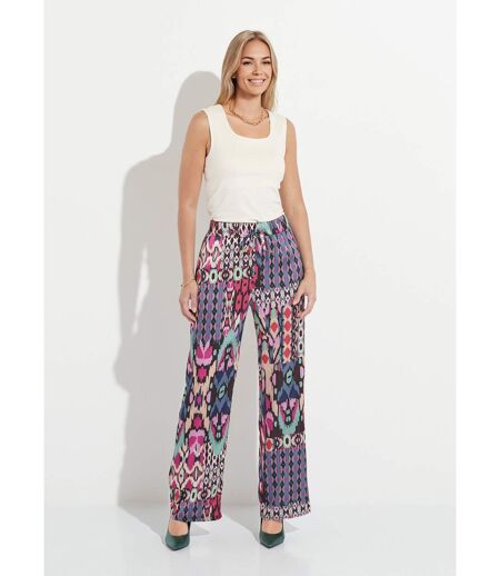 Pantalon large taille élastiquée satin imprimé