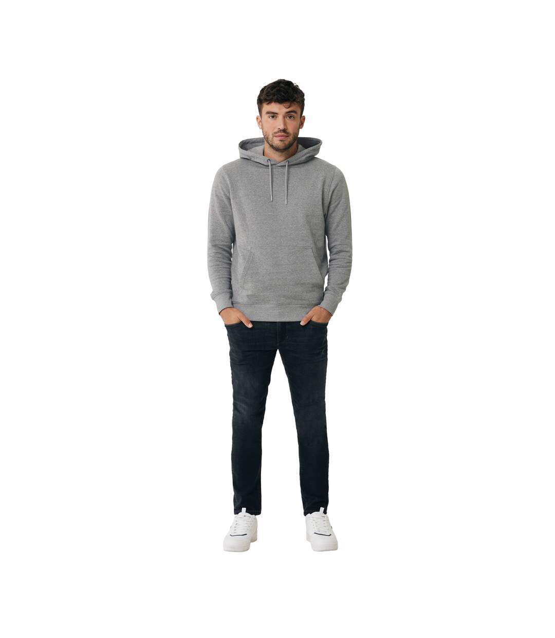 Unisex Adult Rila Recycled Cotton Lightweight Hoodie Light Heather Anthracite Iqoniq-1
