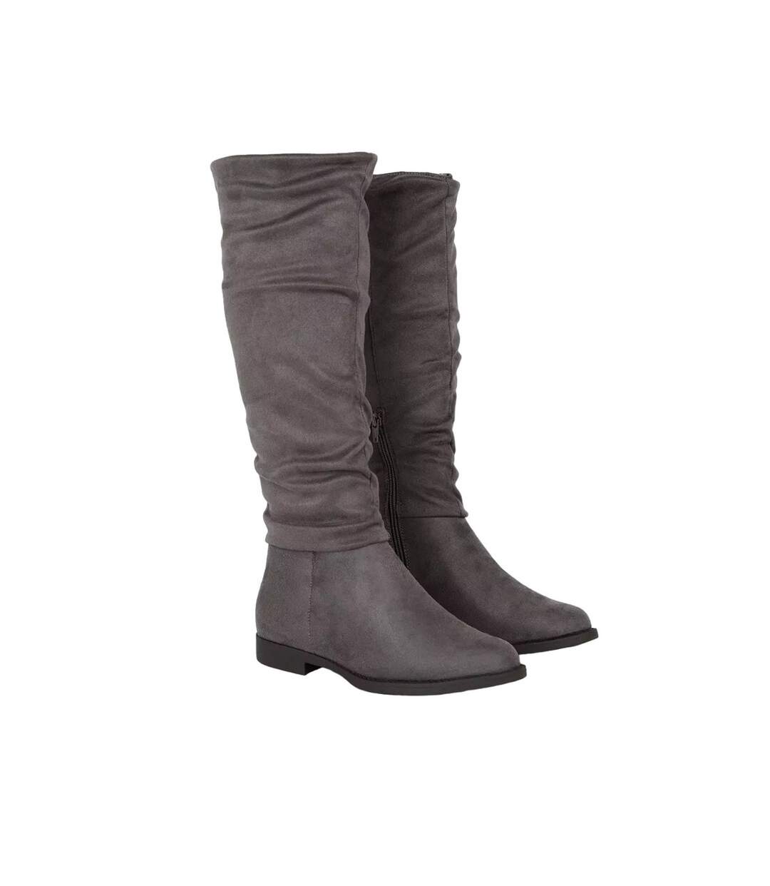 Womens ladies karina ruched flat knee high boots grey Dorothy Perkins
