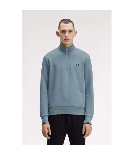 Mens Logo Half Zip Sweatshirt Blue Fred Perry