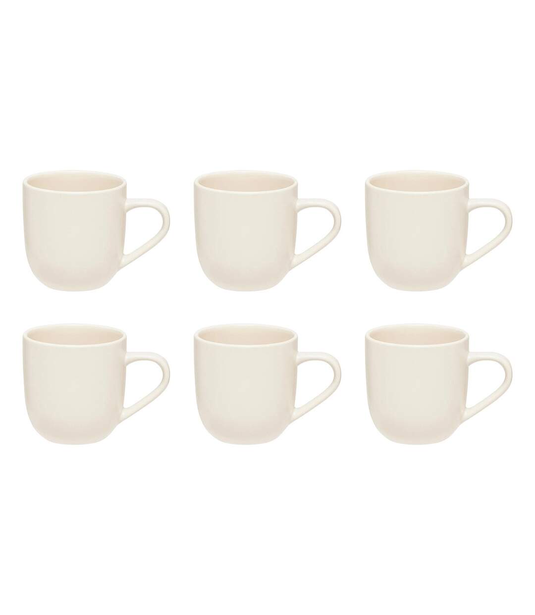 Lot de 6 Mugs en Céramique Maé 24cl Blanc-1