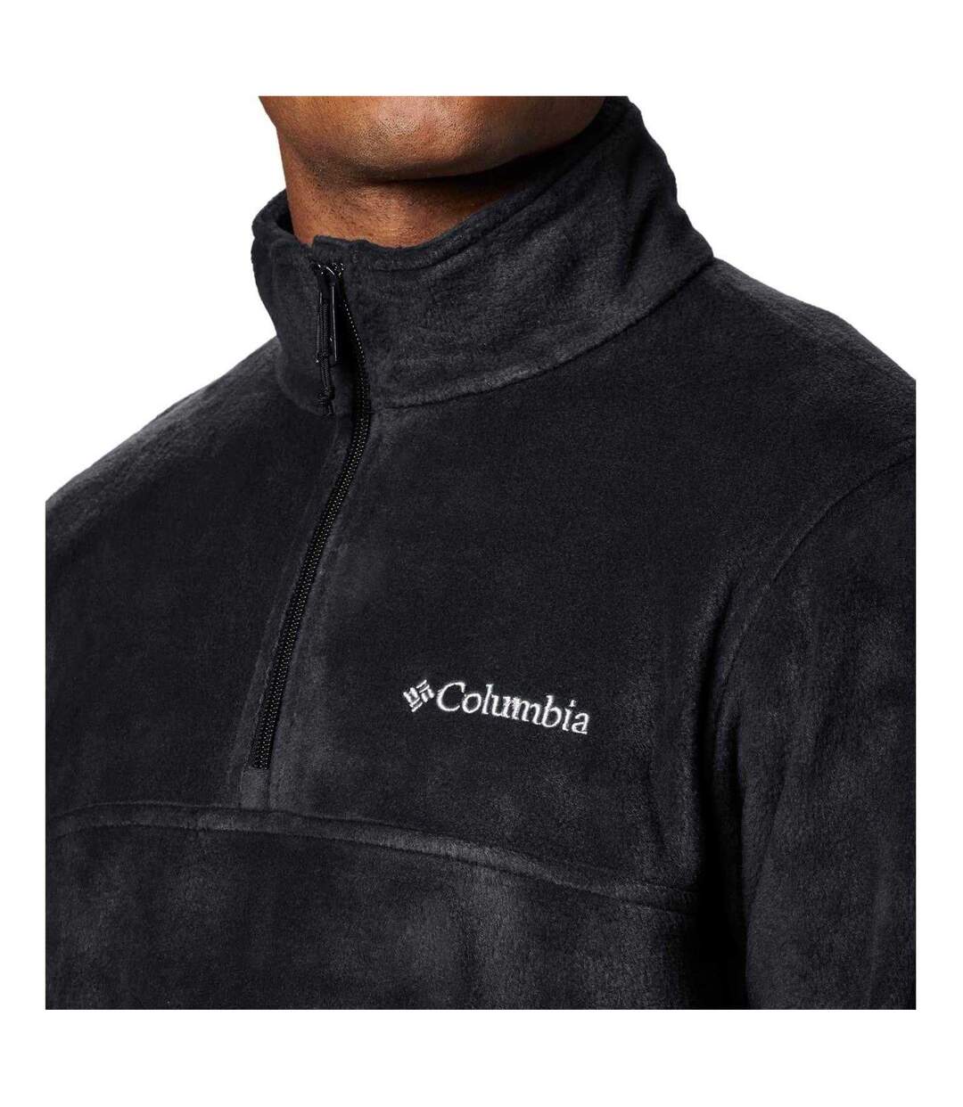 Mens Steens Fleece Quarter Zip Tailored Long-sleeved Sweatshirt Black Columbia-3