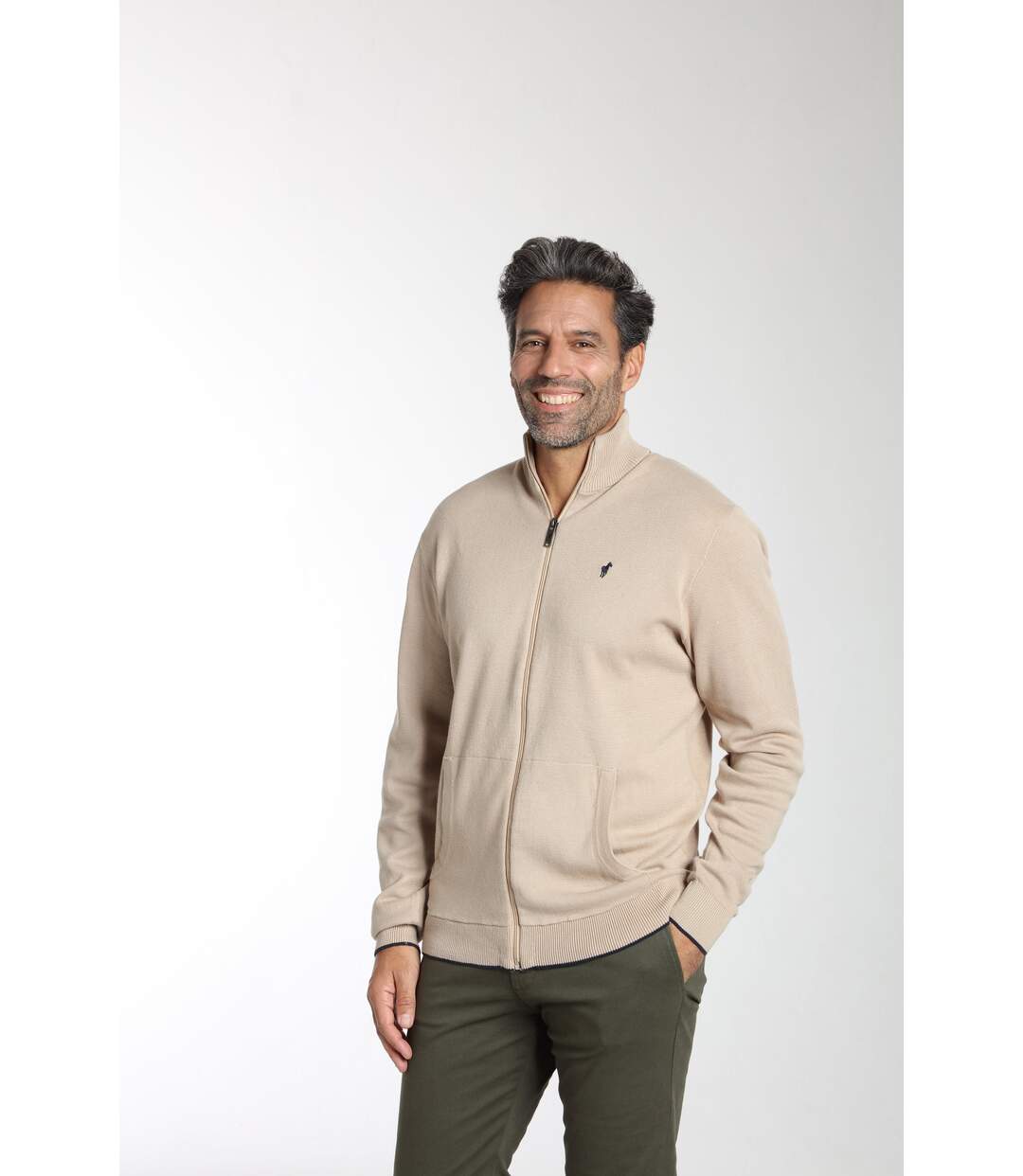 Pull col camionneur  en coton MILANO GILET-1