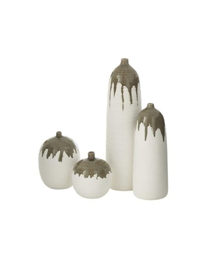Vase Bouteille en Argile Olea 23cm Blanc & Vert