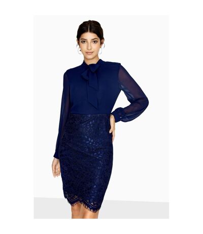 Robe Dentelle Et Col Jabot Vale Femme Bleu Marine Paper Dolls