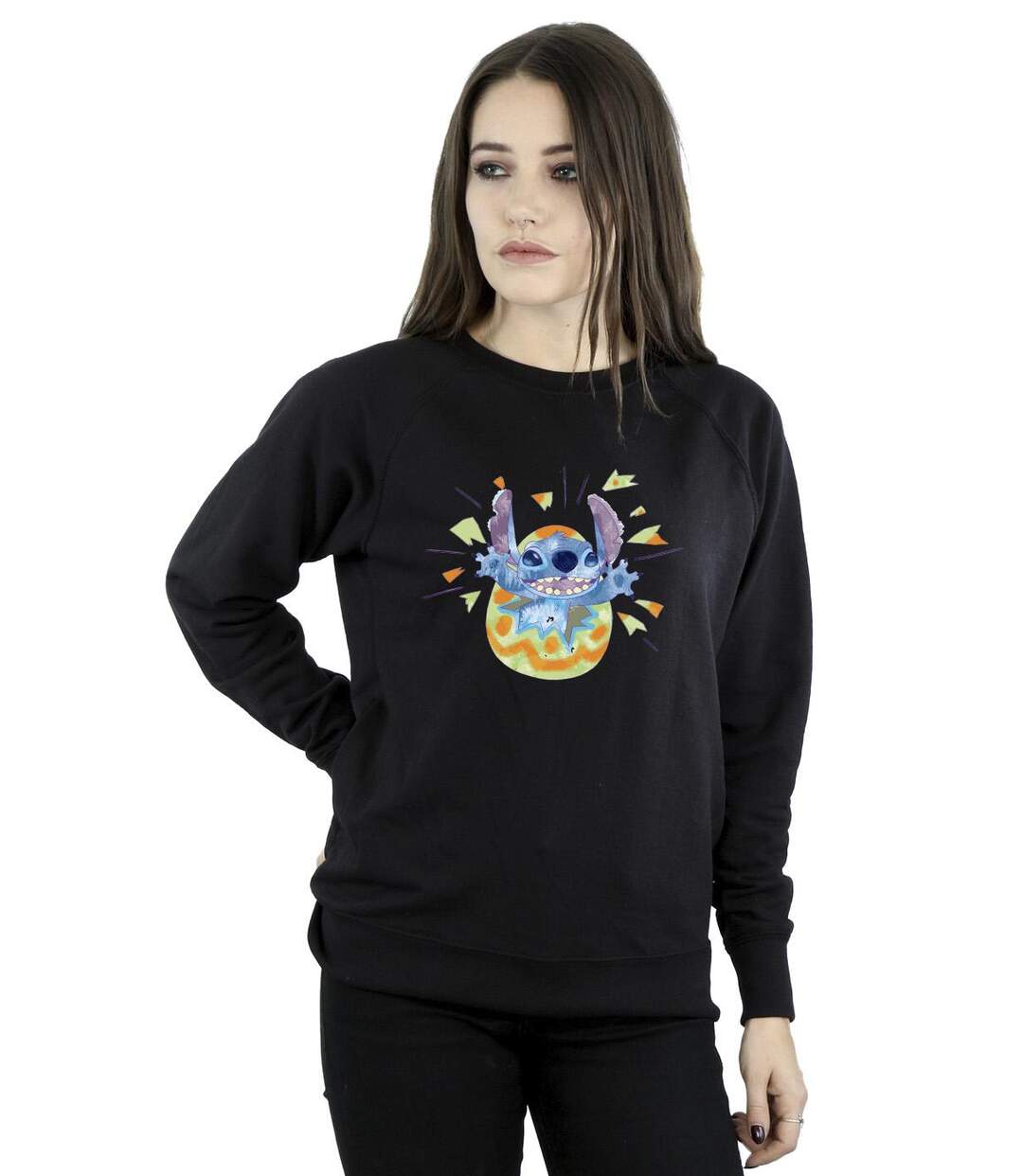 Disney Sweat-shirt Womens/Ladies Lilo & Stitch Cracking Egg (Noir) - UTBI22944-2