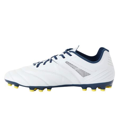 Mens tocco iv pro ag goat leather football boots white/poseidon/blazing yellow Umbro