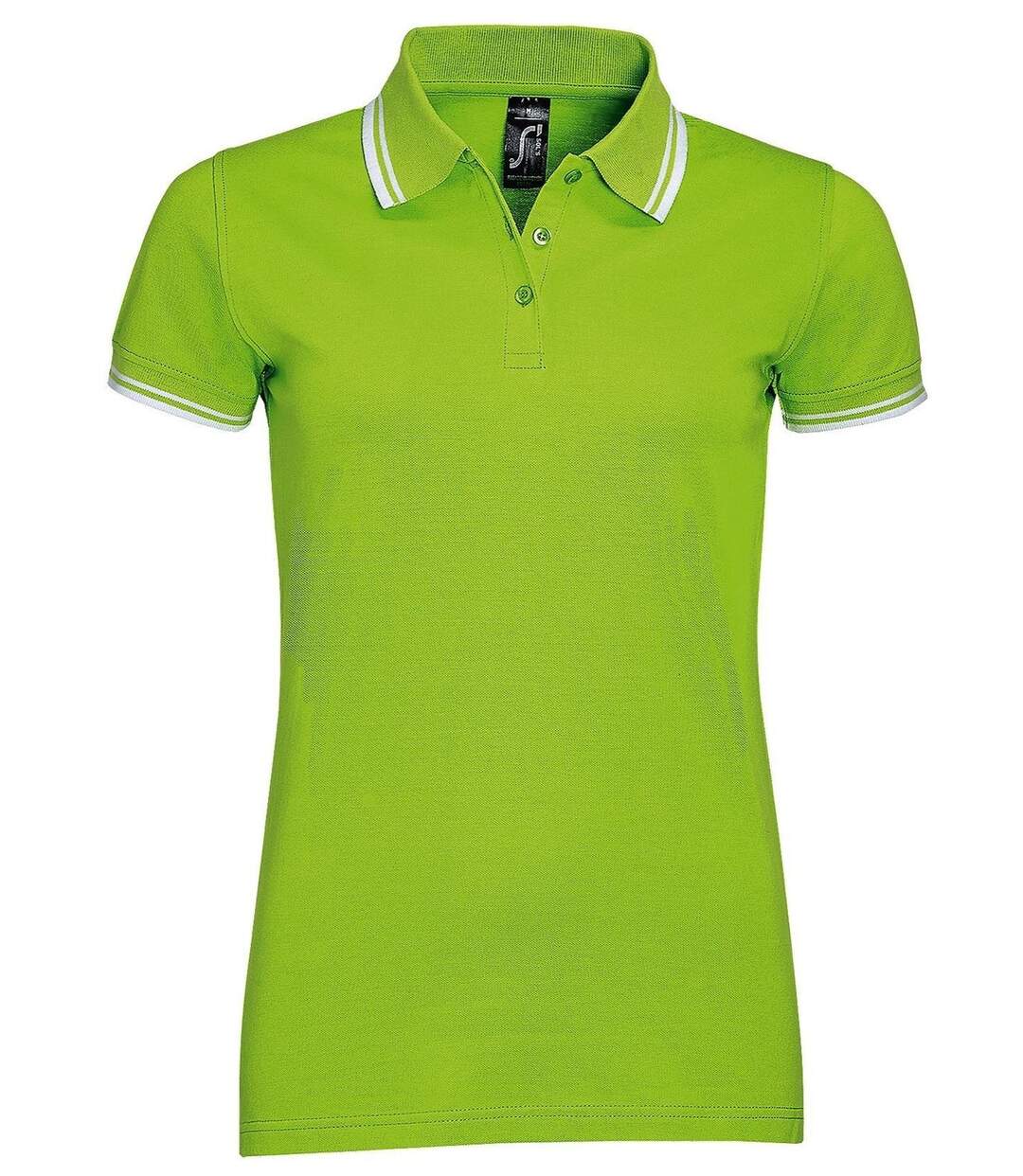 Polo femme - 00578 - vert lime et blanc