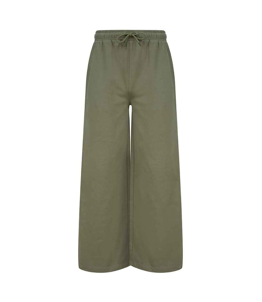 Womens/ladies sustainable wide leg jogging bottoms khaki SF-1