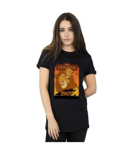 Disney Womens/Ladies The Lion King Simba And Mufasa Cotton Boyfriend T-Shirt (Noir) - UTBI29030