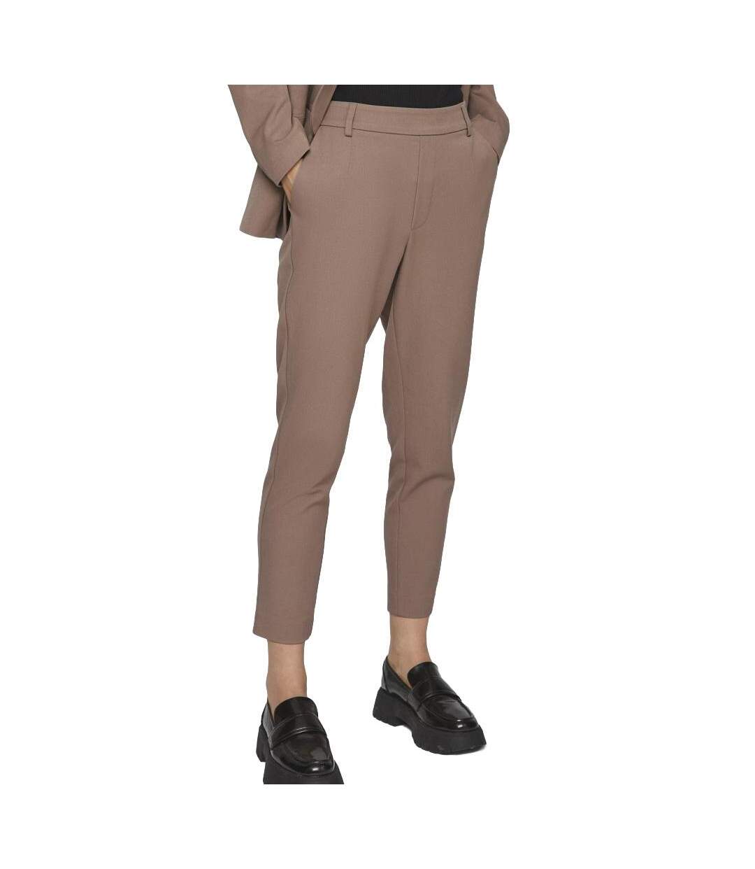Pantalon marron femme vila vivarone slim 7/8-1