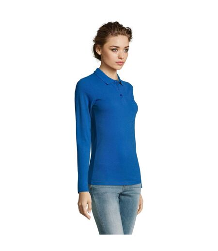 SOLS Womens/Ladies Perfect Long Sleeve Pique Polo Shirt (Royal Blue) - UTPC2908