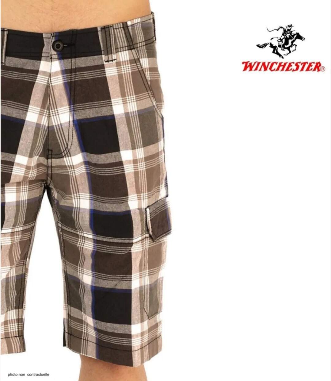 Bermuda WINCHESTER IVORY1 à carreaux en coton : le style géométrique gris et bleu pour l'été-4