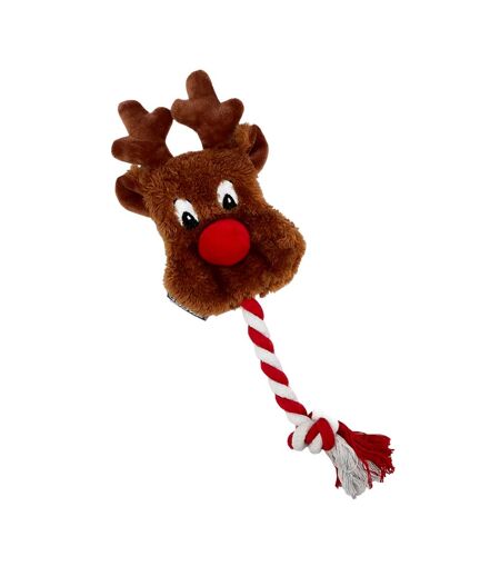 Rudolph rope christmas plush dog toy one size brown/red/white Ancol