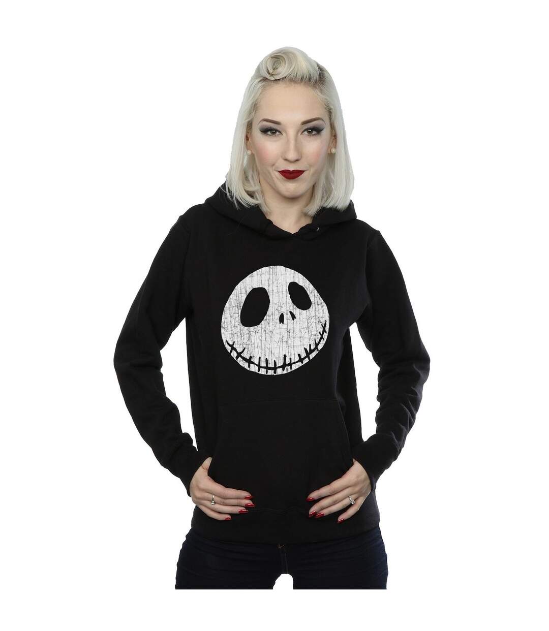 Disney Sweat à capuche à visages craquelés Nightmare Before Christmas Womens/Ladies (Noir) - UTBI4096-2